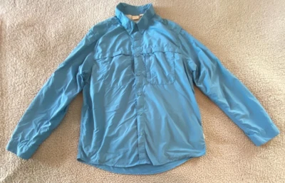White Sierra Blue Insect Shield Outdoor Apparel Button Down Fishing Shirt Sz L - Image 1 of 4