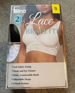 Felina Ladies' Lace Bralette 2-Pack, Black/White Small - Picture 1 of 3