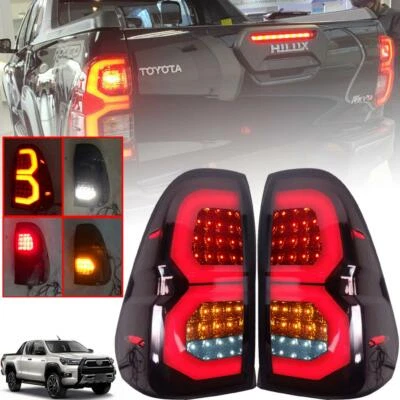 Tail Light Lamp Dark Black Smoke Lens LED For Toyota Hilux SR5 Pickup 2015-2020 - Image 1 of 4