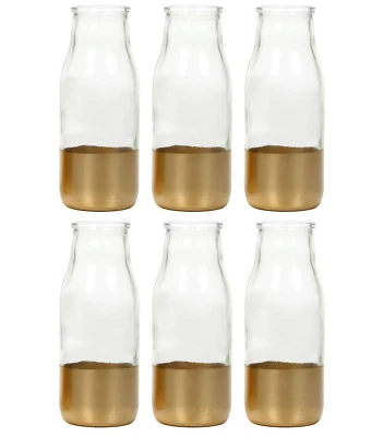 Hosley Set of 6, Glass Gold Dip Bottle, 5.25" High for floral planters - Image 1 of 4