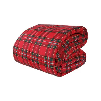 Winter Quilt Modern Scottish Plaid Red Double Bedspread — 第 1/3 张图片