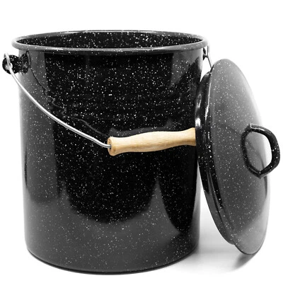 Nostalgie Emaille Eimer Garten Landhausstil Mülleimer Bioeimer 12l mD sw Email - Bild 1 von 3