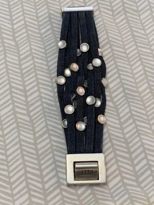 PULSERA MADREPERLA RARA HEET JOYERÍA HOJA GRANDE DENIM AZUL ROCKSTARS Foto 1 de 4