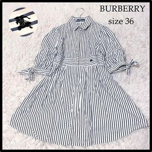 BURBERRY LONDON Blue Label Knee-Length Cotton Dress White Blue Size36(US:XS) - Picture 1 of 11