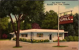 MURRELLS INLET, SOUTH CAROLINA - BAY HARBOR SEAFOOD GRILL - CURTEICH POSTCARD - Picture 1 of 2
