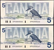 1986 Bank of Canada $5 Dollar Banknotes - “GEM UNC” Consecutive S/N’s 👍
