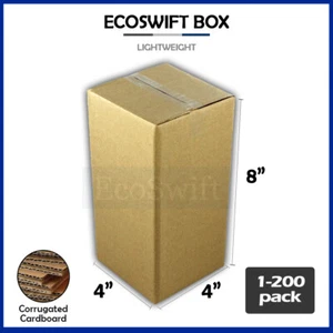 1-200 4x4x8 "EcoSwift" Cardboard Packing Mailing Shipping Corrugated Box Cartons - Picture 1 of 6