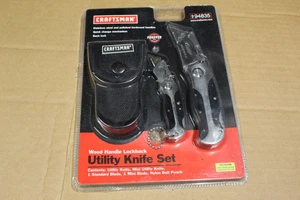 CRAFTSMAN Wood Handle Lockback Utility Knife Set 94835 NEW - Picture 1 of 5