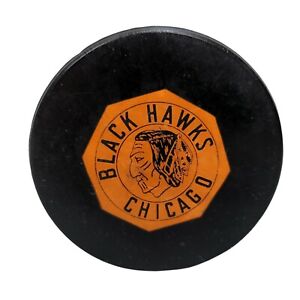Vintage 60s CHICAGO BLACKHAWKS Official Art Ross NHL Puck Tyer Rubber Co