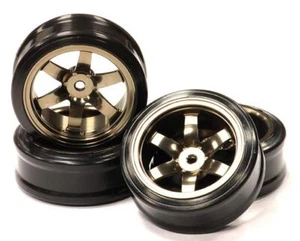 V2 Billet Machined Alloy 6 Spoke Wheel +6 Offset + Drift Tire(4) Set (O.D.=64mm) - Picture 1 of 1