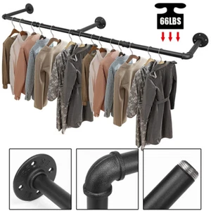 Strong Cast Iron Industrial Pipe Clothes Rack Garment Bar Hanging Rod Adjustable - Picture 1 of 12