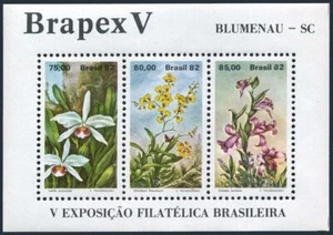 Brazil 1792 ac sheet, MNH. Mi 1890-1892. BRAPEX V, 1982. Flowers:Laelia,Oncidium - Picture 1 of 1