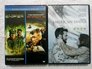 SNIPER 1 & 2 (Tom Berenger) & AMERICAN SNIPER (Bradley Cooper) DVDs NrPerfect. - Picture 1 of 1