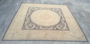 Vintage French Aubusson Rug Needlepoint Chain stitch Rug 6x7 ft Free Ship - Picture 1 of 15