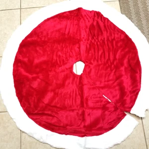 NEU WEIHNACHTSMANN 48" Weihnachtsbaum Rock groß weich rot weiß Fell flauschig - Bild 1 von 3