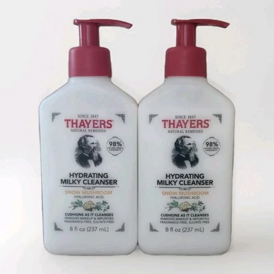 Limpiador lechoso hidratante remedios naturales Thayers• champiñones de nieve• paquete de 2 8 fl oz Foto 1 de 4