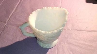 Westmoreland Leaf Design Pattern Milk Glass Cream Creamer with Handle - Image 1 of 4