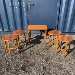 Mid Century Danish Teak Nest of 5 Coffee Side Tables Designed By Poul Hundevad - Picture 1 of 18