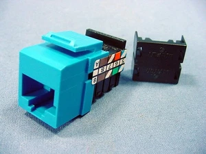 Leviton Blue Keyed Cat 3 Snap-In Quickport Jack Cat3 RJ45 Telephone 41108-KL3 - Picture 1 of 5