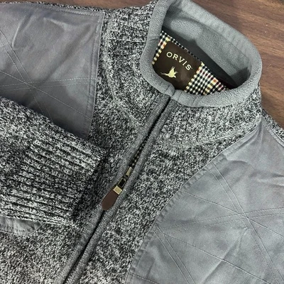 Suéter Orvis Ultimate Foul Weather para Hombres Grande Gris Lana Cremallera Completa Cálido A Prueba de Viento Foto 1 de 4