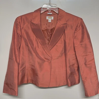 Chaqueta Blazer Talbots Petite Talla 16 Mujer Elegante Seda Completamente Forrada Albaricoque CORAL Foto 1 de 4