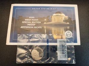 2020 W Proof Jefferson Nickel - From a 2020 S Proof Set - Lightly Toned - Lot A - Picture 1 of 4