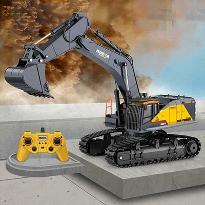 US Stock HUINA 1/14 Assembled RC Excavator Digger Model 1592 Radio Light Sound - Image 1 of 4