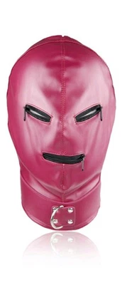  Máscara Gimp rosa disfraz, imitación cuero.  Cremallera ojos y boca  Foto 1 de 3