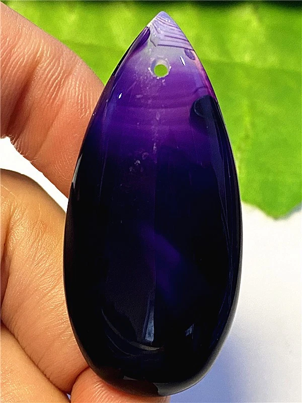 KU37899 46x21x6mm Rayas Púrpura/Blanco Ágata Lágrima Colgante Cuentas Foto 1 de 1