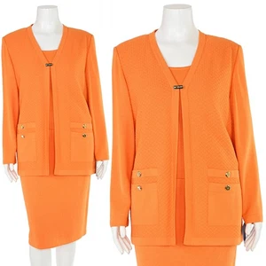 St. John Collection 3Pc Jacket, Top & Skirt Suit in Orange sz 16/M/12 - Picture 1 of 15