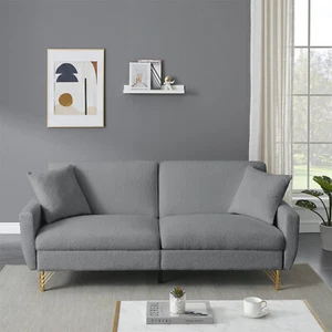 74.41" Modern Teddy Velvet Convertible Sofa Bed Sleeper Sofa Couch Living Room - Picture 1 of 48