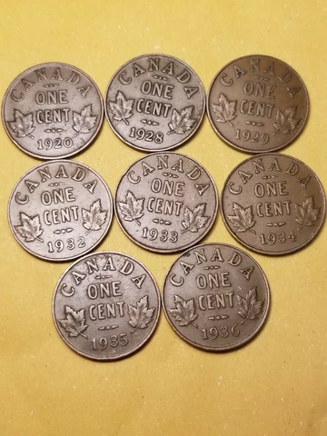 Canada Rare Small Cents Collection Of 8 Coins 1920,28,29,32 To 36 Cover