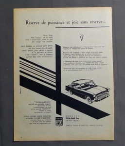 PUB PUBLICITE ANCIENNE ADVERT CLIPPING 200917 / VOITURE VEDETTE SIMCA RESERVE DE - Imagen 1 de 1