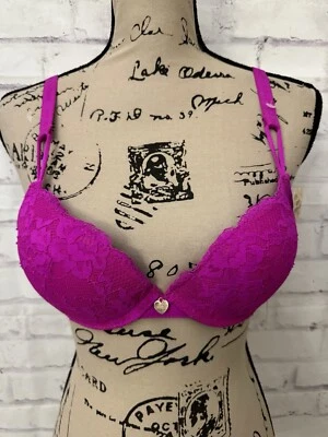 Sujetador Juicy Couture Íntimo Talla 34B Sexy Push Up Con Aros Venus Rosa Encaje Nuevo Foto 1 de 4