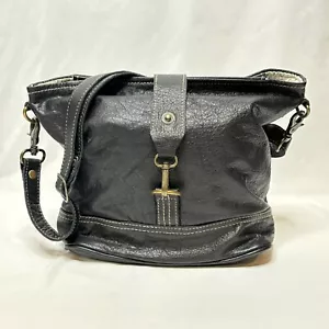 Borsa Myra Pelle Nera Ciottolata Hobo A Tracolla Borsa a Spalla Tasche con Cerniera - Foto 1 di 12