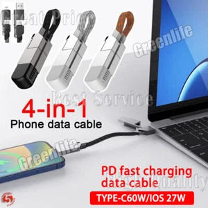 4en1 Câble de Données Multi Câble de Chargement Porte-clés Pour iPhone androïde - Photo 1/15