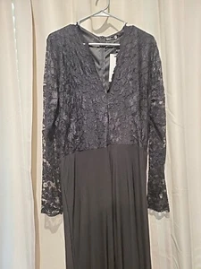 tuta donna nera manica lunga pizzo top slinky di boohoo taglia 18 nuova con etichetta - Foto 1 di 11