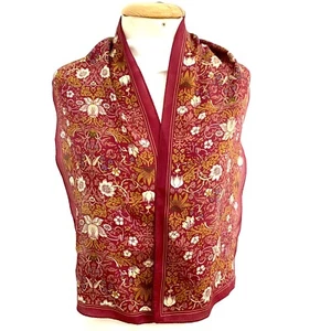 CACHAREL FLORAL RED RECTANGLE silk scarf 50/12 in #A82 - Picture 1 of 5