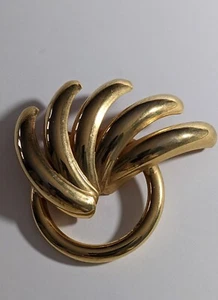 Vintage 80s Gold Tone Brooch Pin 3" Swirl PreOwned - Picture 1 of 3