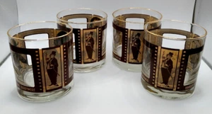 Vintage Houze Art High Ball Glasses Roaring Twenties Stars with Film Strip - Picture 1 of 12