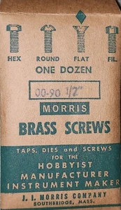 00-90 × 1/2 ZOLL MORRIS 12 VINTAGE MESSING FLACHKOPF SCHLITZSCHRAUBEN USA 🙂 NOS - Bild 1 von 4