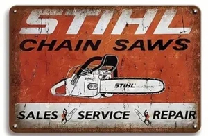 12" X 8" - Stihl Chain Saw Retro Metal Wall Art Sign- Décor for Multipurpose Use - Picture 1 of 2