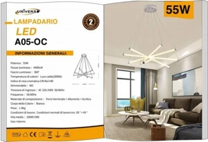 Lámpara UNIVERSO LED Blanca 55W 4400lm A05-OC Diseño Moderno Salón Habitación - Imagen 1 de 1