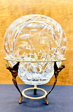 Vintage Cut Crystal vase With Brass Cherub Tripod Stand 10"