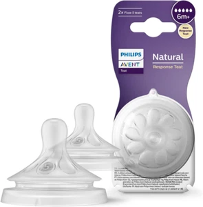 Philips Avent Natural Response Bottle Teat - 2 X Baby Bottle Flow 5 Teats - Picture 1 of 10
