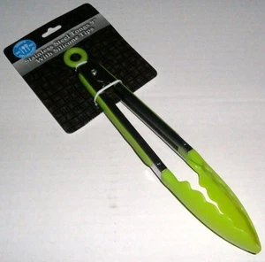 STAINLESS STEEL TONGS With SILICONE TIP 9" GREEN - Bild 1 von 1