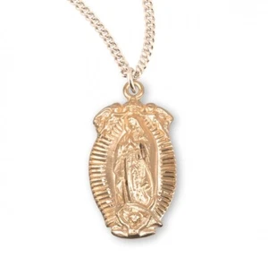 16kt Plated Sterling Silver Our Lady of Guadalupe Pendant Medal Necklace - Picture 1 of 3