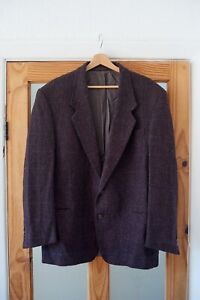 Vintage Yves Saint Laurent Mens wool jacket 42R burgundy check 80's classic YSL