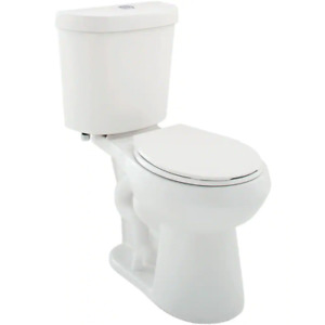 Toilet Dual Flush Complete Round 2 Piece 1.1/1.6 GPF White Powerful Wax Ring Set