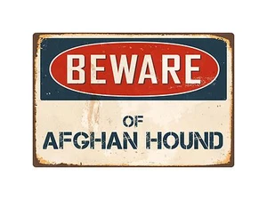 Beware Of Afghan Hound 8" x 12" Vintage Aluminum Retro Metal Sign VS004 - Picture 1 of 1